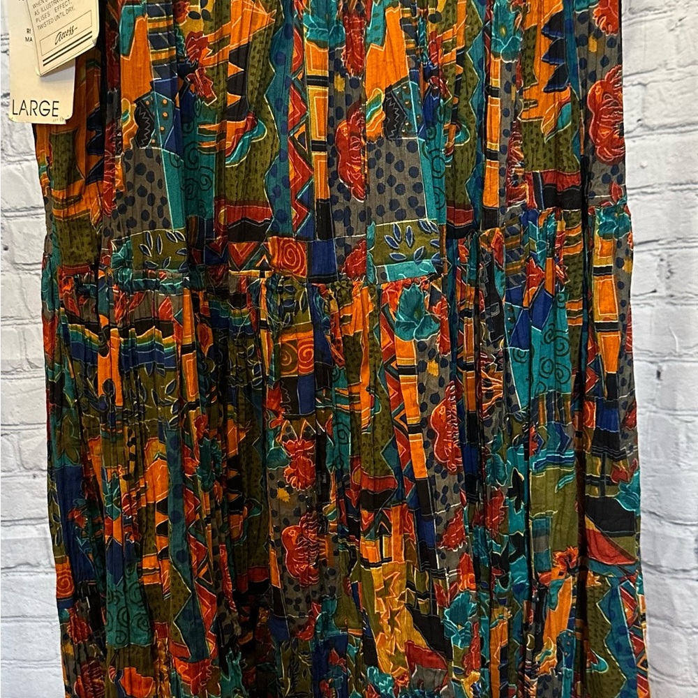 NWT Vintage! Access Tribal Print Crinkle Skirt multicolored size Large - Picture 4 of 12